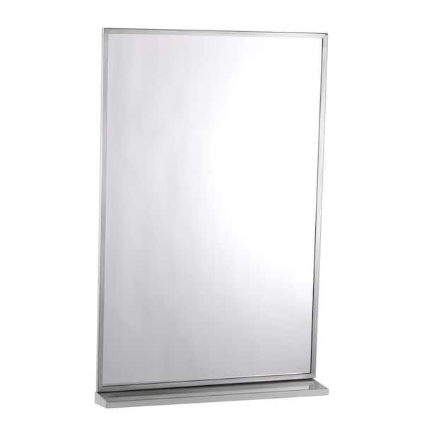 BOBRICK Channel Framed Mirror with Shelf 13 in. W x 30 in. H rectangle