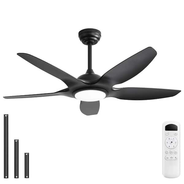 48 in. Indoor/Outdoor Integrated LED Black Ceiling Fan with Dimmable Light and Remote Control