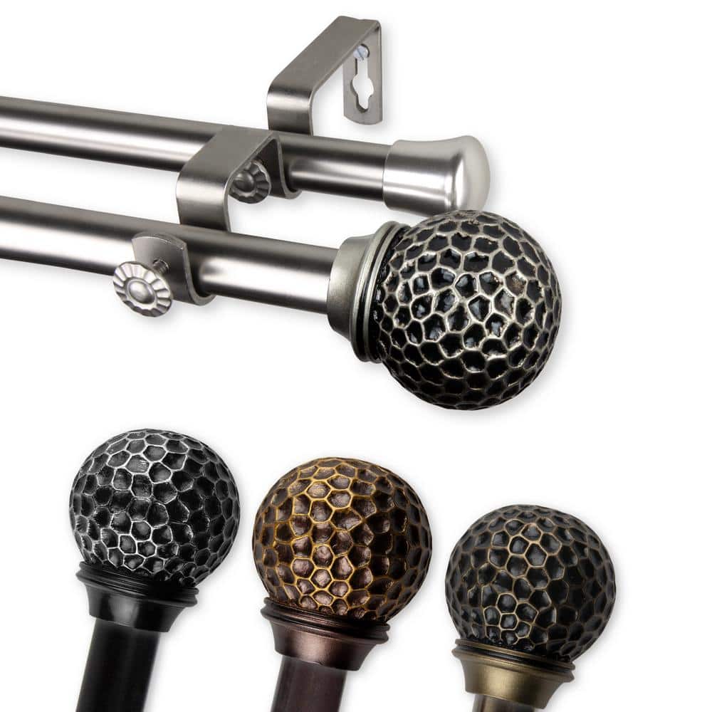 "13/16"" Dia Adjustable 120-170"" Double Curtain Rod in Satin Nickel with Ushasi Finials" price history on PriceWatchPro