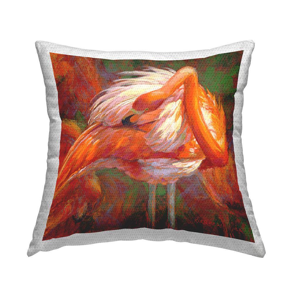 Flamingo Wildlife Multi-Color Square Outdoor Throw Pillow