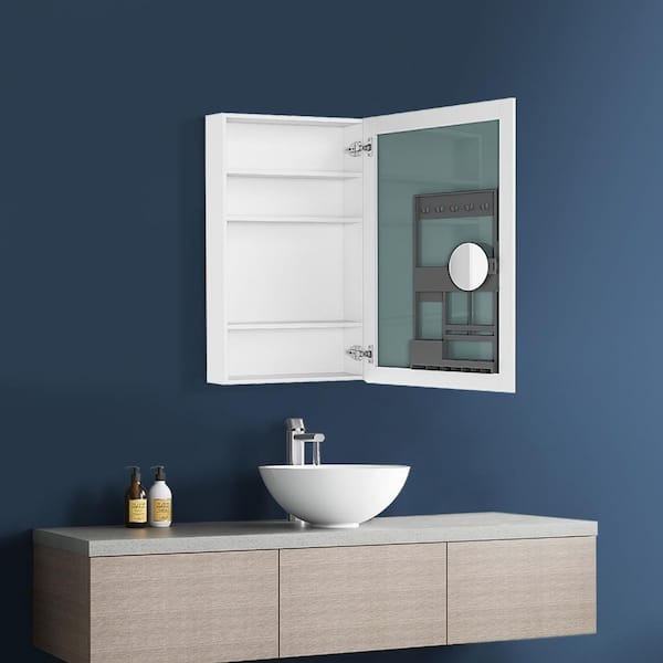 24 in. W x 36 in. H Rectangular Engineered Wood Medicine Cabinet with Mirror and Right Opening Door