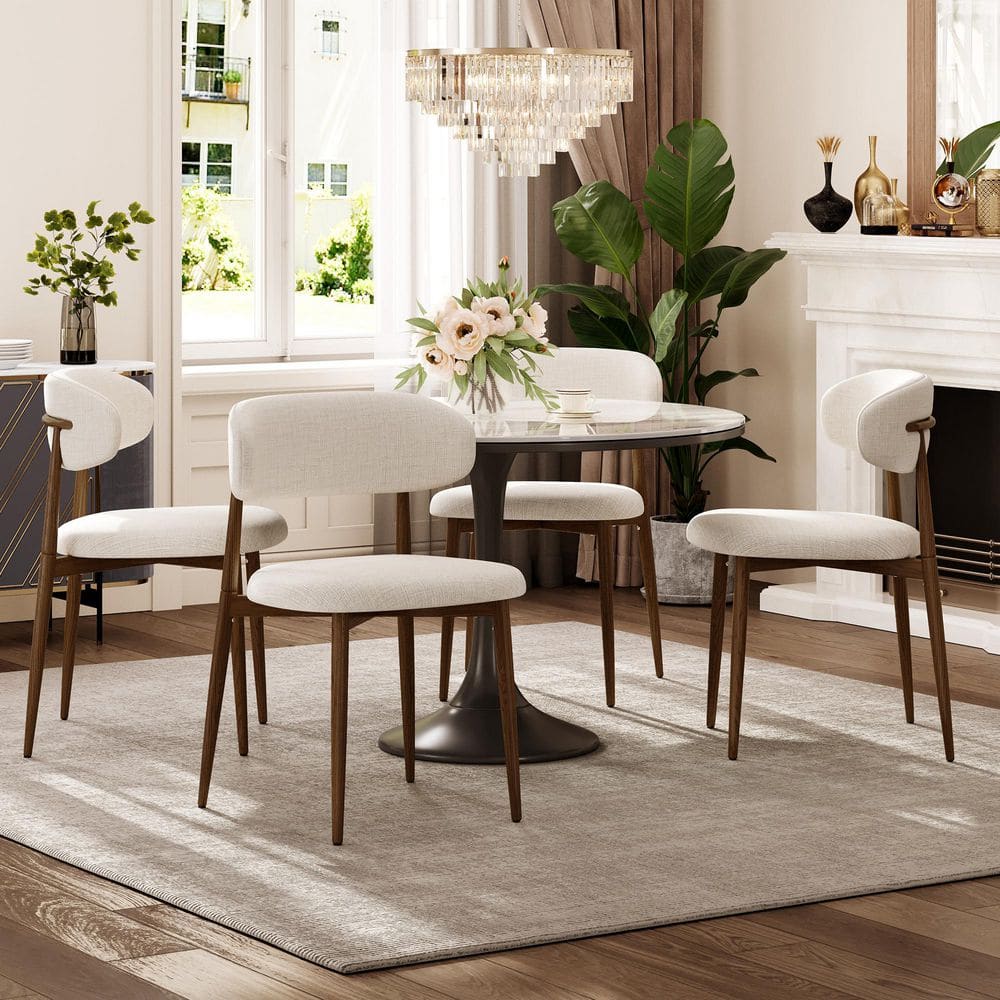 Noble House Diana Modern Beige Fabric Upholstered Dining Chair with ...