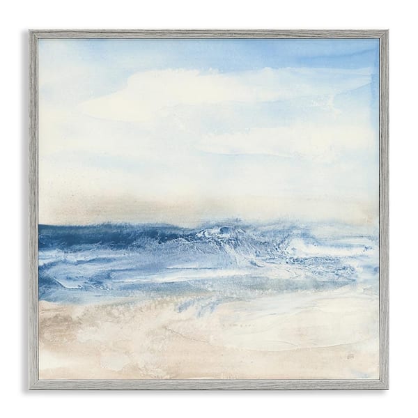 Stupell Industries Abstract Surf and Sand by Chris Paschke Gray Framed Coastal Giclee Art Print 24 in. x 24 in.