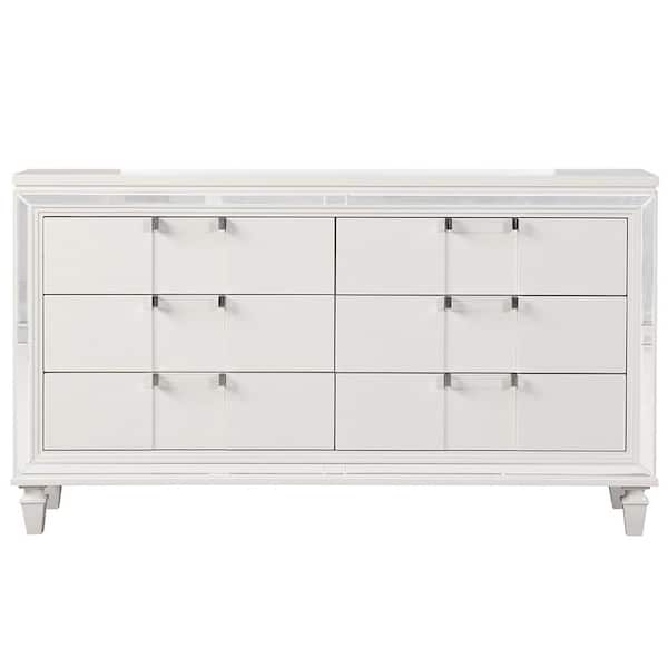 AndMakers Genoa White 6-Drawer 62 in. W Dresser