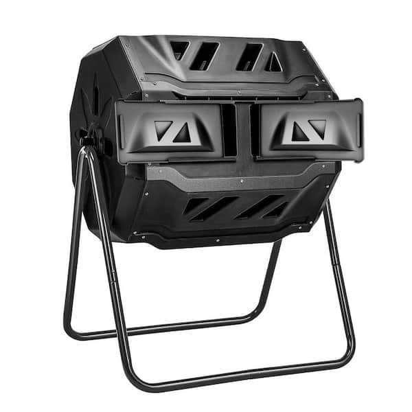 Justincity 43 Gal. Dual Chamber Tumbling Composter with Sliding Doors ...