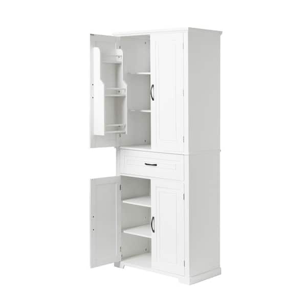 Unbranded 29.9 in. W x 15.7 in. D x 72.2 in. H Bathroom White Linen Cabinet