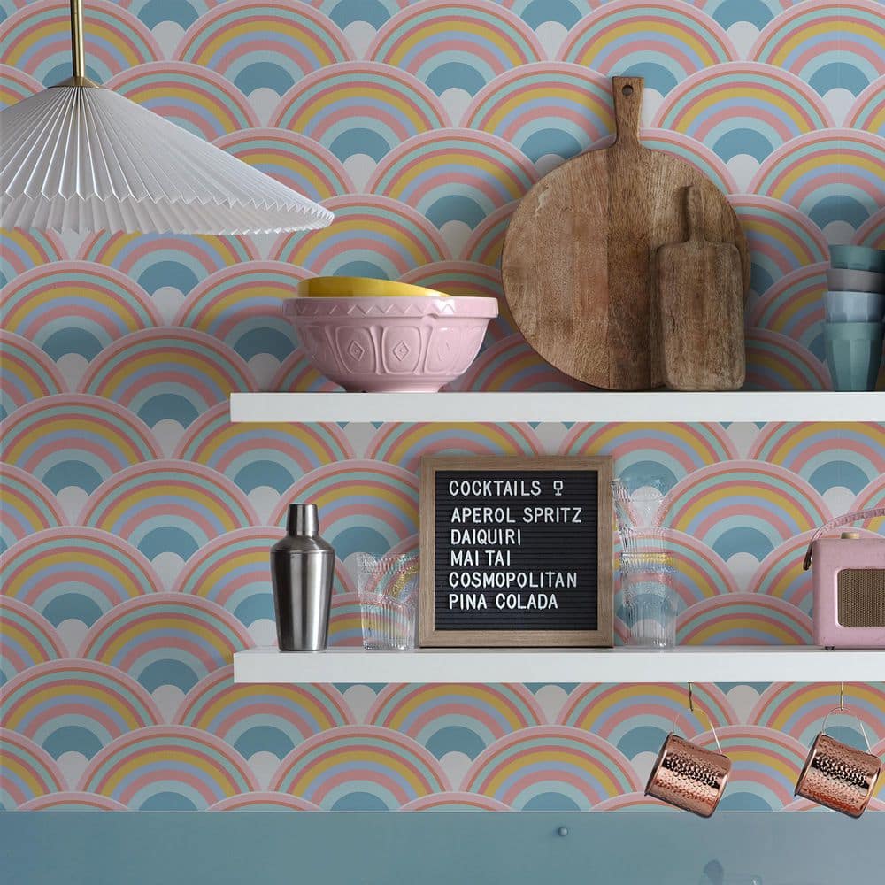 Curve Sky Multicolor Matte Non-Woven Removable Wallpaper Roll