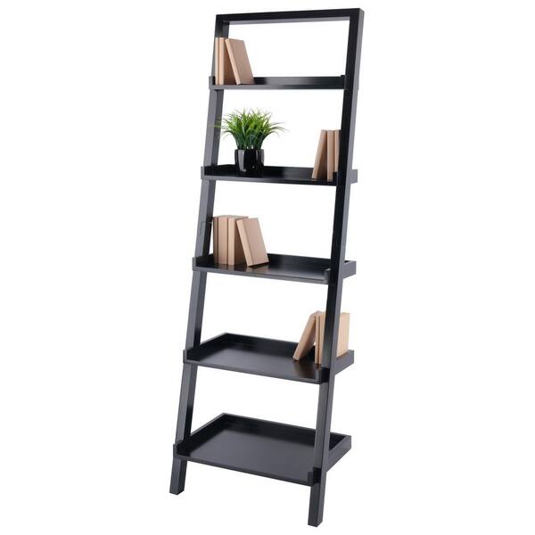 Winsome Wood Bailey Black 5-Shelf Ladder Bookcase Winsome Wood Bailey Black 5-Shelf Ladder Bookcase