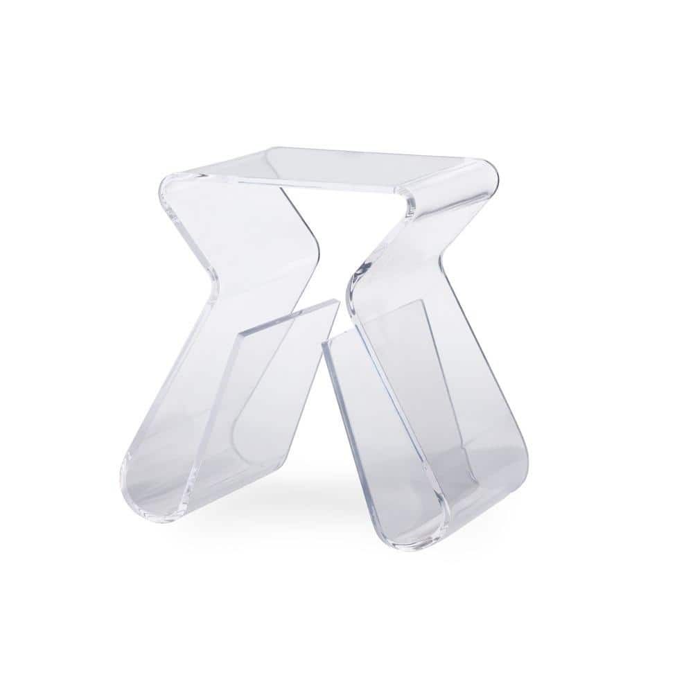 Clear Acrylic End Table with Magazine Storage