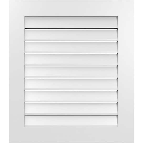 Ekena Millwork 28 in. x 32 in. Vertical Surface Mount PVC Gable Vent: Functional with Standard Frame