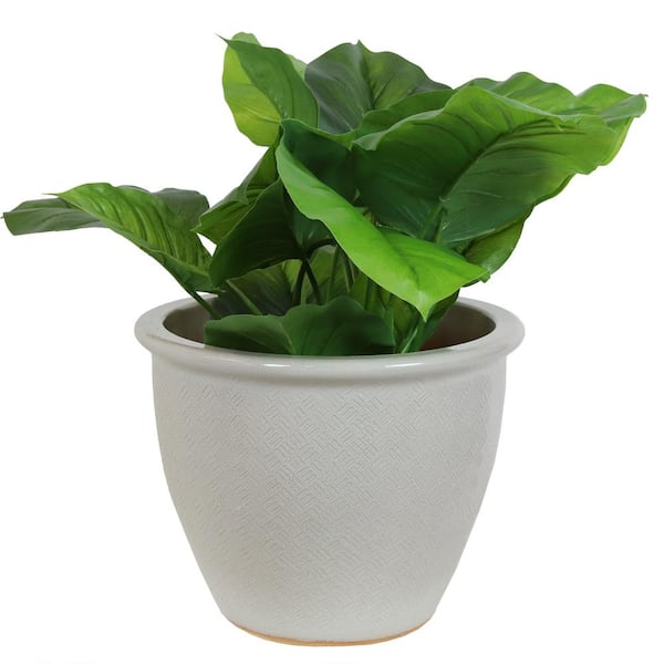 15 in. Ocean Villa Ceramic Indoor/Outdoor Planter Pearl