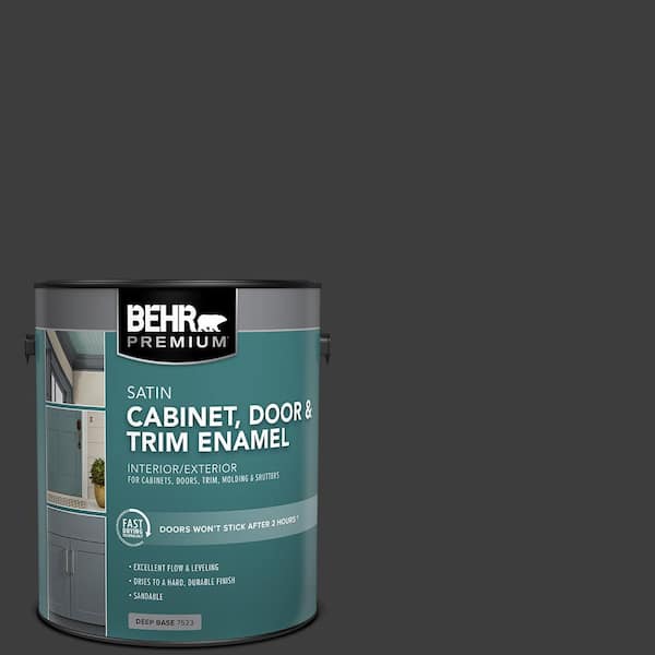 BEHR PREMIUM 1 gal. Black Satin Enamel Interior/Exterior Cabinet, Door & Trim Paint