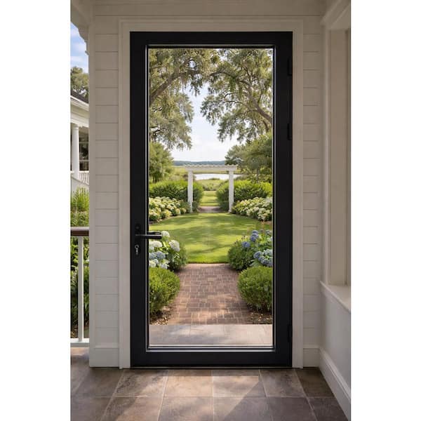 ERIS 36 in. x 80 in. Mat Black Right Swing/Outswing Aluminum