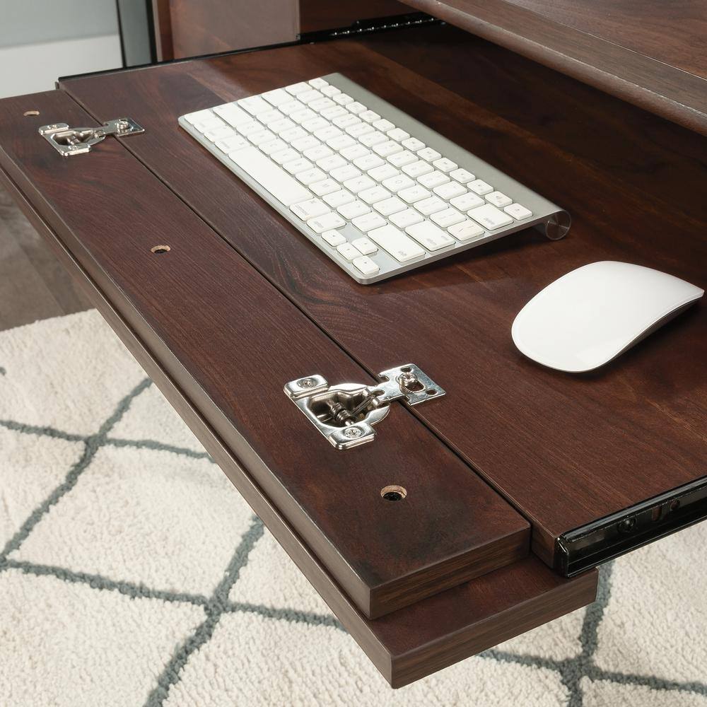 Grand Walnut Mid-Century Modern Desk with Drawer and Keyboard Tray