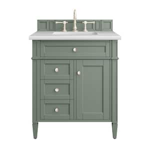 Brittany 30.0 in. W x 23.5 in. D x 33.8 in. H Bathroom Vanity in Smokey Celadon with Arctic Fall Solid Surface Top