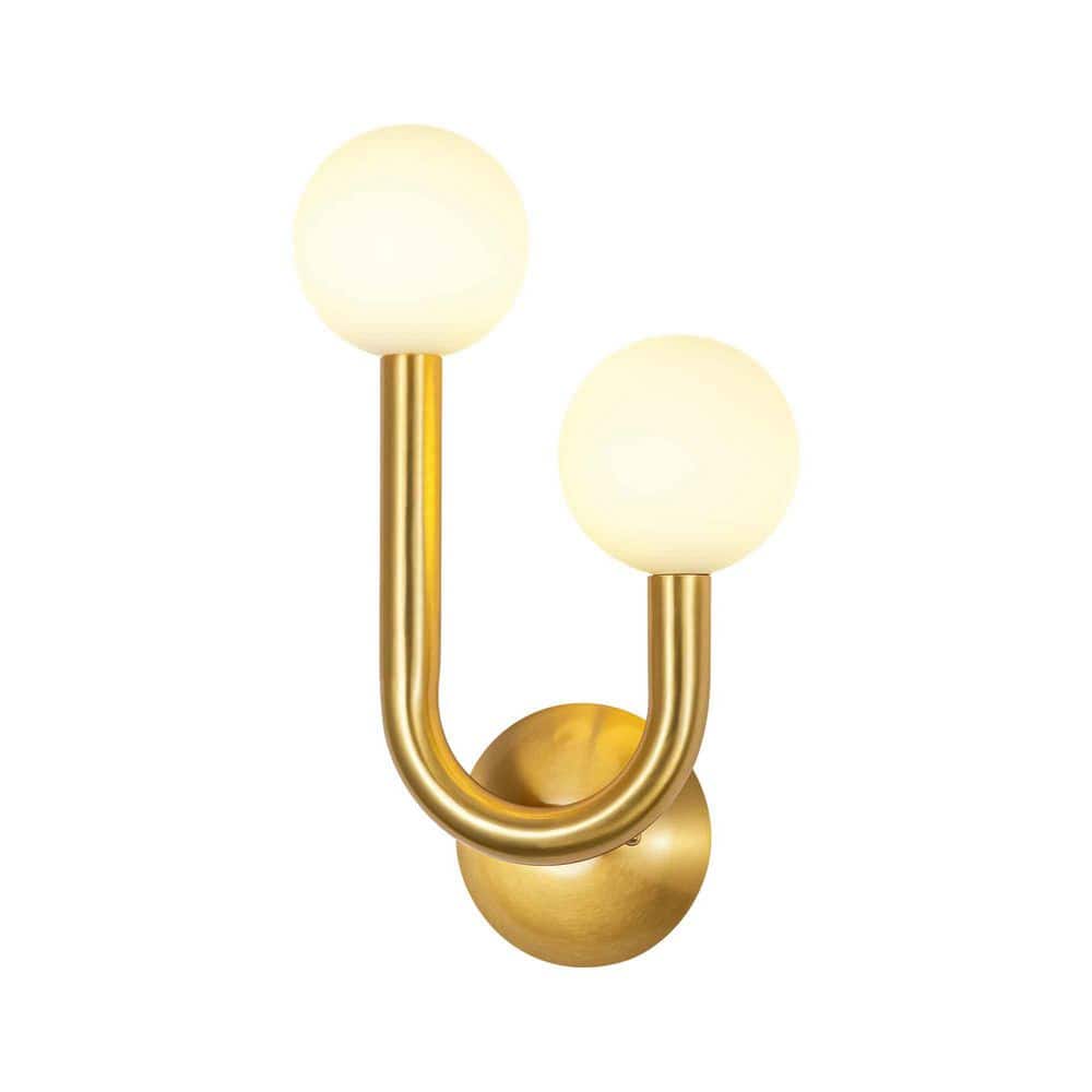 Grayson 10.4 in. 2-Light Modern Brass Wall Sconce with Frosted Glass Globe Shades for Bathroom Vanity and Hallway price history on PriceWatchPro