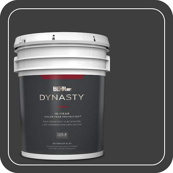 BEHR DYNASTY 5 gal. #N520-7 Carbon Flat Exterior Stain-Blocking Paint & Primer