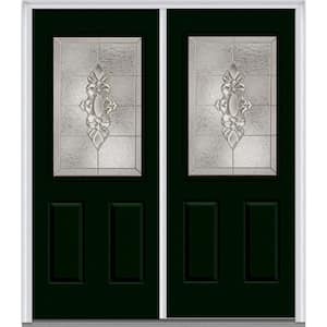 72 in. x 80 in. Heirlooms Right-Hand Inswing 1/2-Lite Decorative Painted Fiberglass Smooth Prehung Front Door
