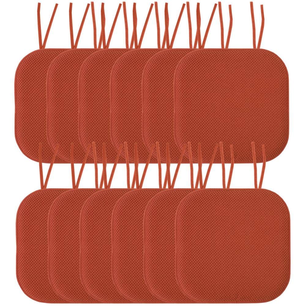 Honeycomb Memory Foam Square 16 in. x 16 in. Non-Slip Back Chair Cushion with Ties (12-Pack), Rust price history on PriceWatchPro