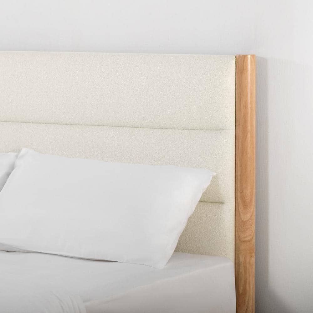 Eudora Brown Wood Frame Upholstered King Platform Bed with Channel Tufting Queen Bed Frame with Headboard - thumbnail 10