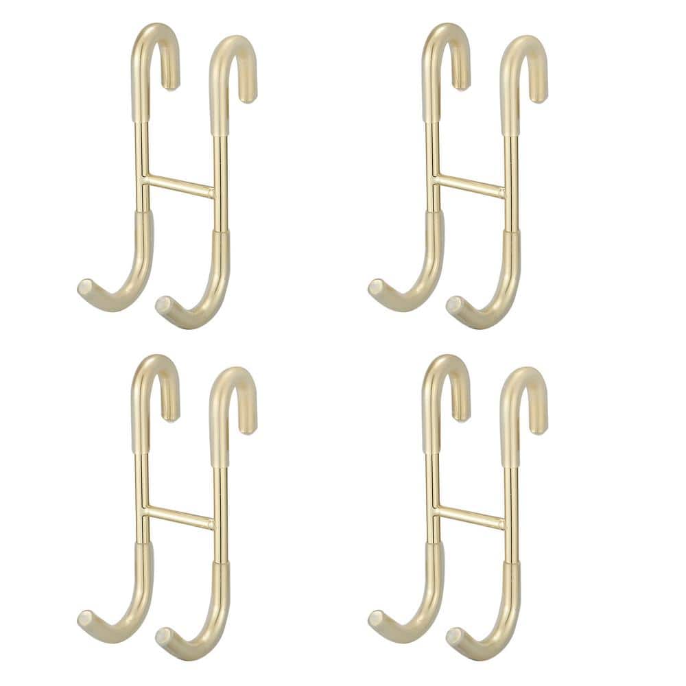 Brushed Gold Stainless Steel J-Hook Towel and Robe Hooks, 4-Pack