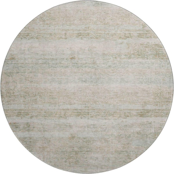 Mayfield Premium Machine Washable Abstract AMF2154 Putty 8 ft. x 8 ft. Round Rug