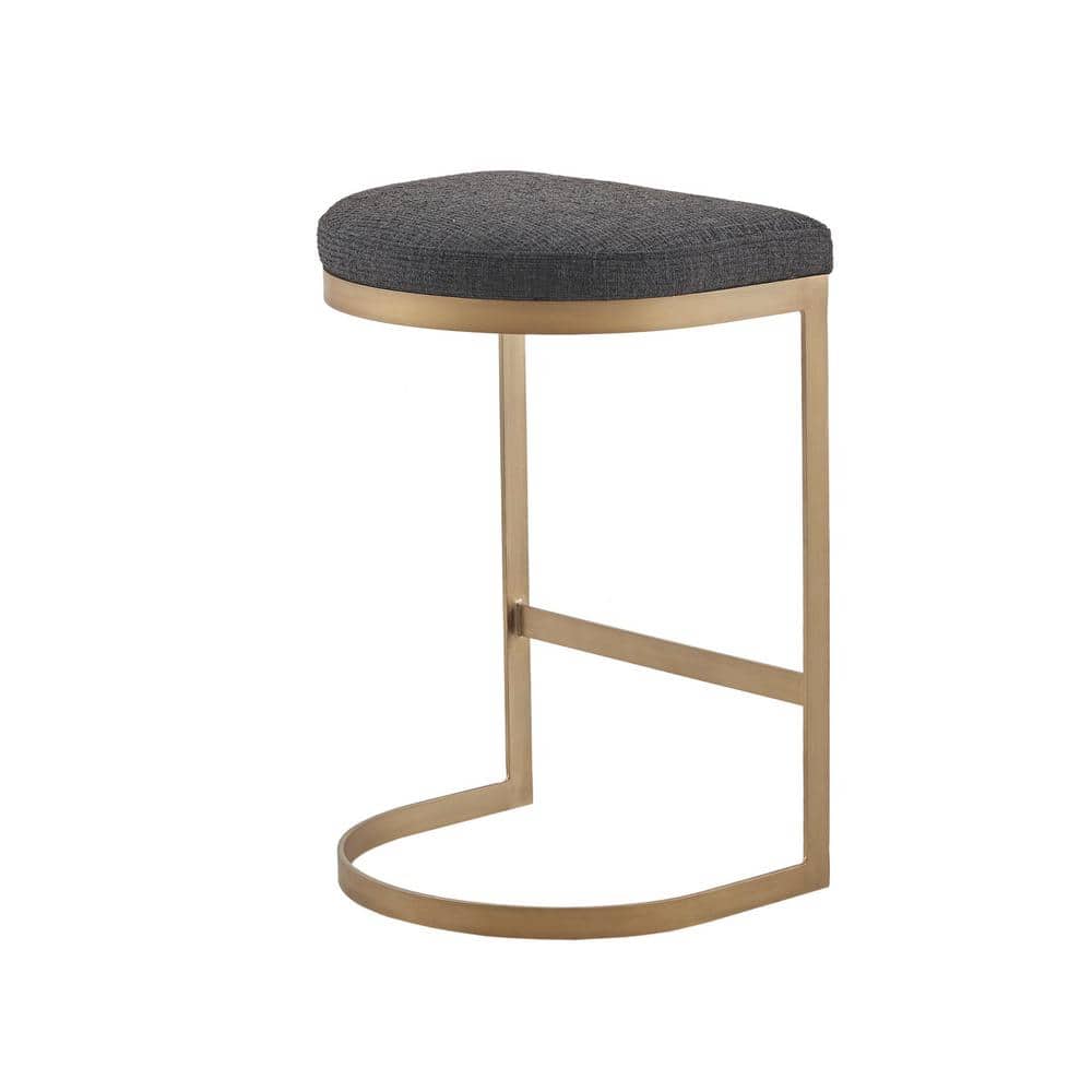 Eugene Swivel Backless Counter Stool in Charcoal and Antique Gold