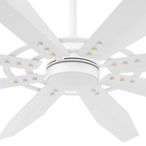 60 in. 8 Blades White Indoor LED Ceiling Fan with Remote control Ceiling Fans
