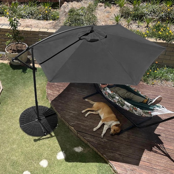 Pure Garden 10 ft. Offset Cantilever Patio Umbrella Gray 50-LG1420 Pure Garden 10 ft. Offset Cantilever Patio Umbrella Gray 50-LG1420