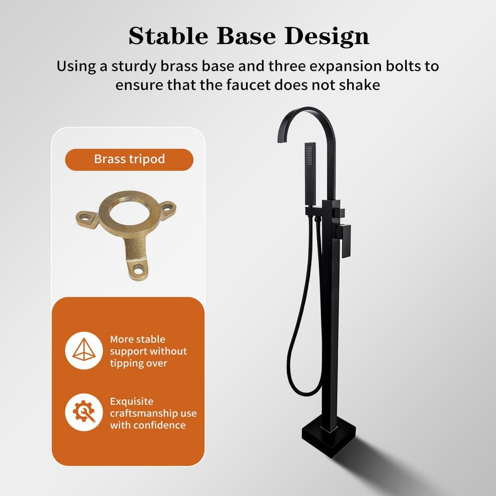 Matte Black Freestanding Tub Faucet with Hand Shower