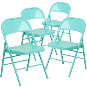Tantalizing Teal Metal Folding Chair (4-Pack)