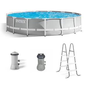 15 ft. x 42 in. Round Prism Frame Above Ground Swimming Pool Set & Pool Filter Pump