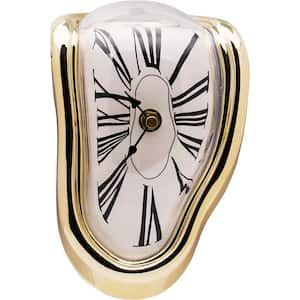 Melting Clock, Salvador Dali Watch Melted Clock for Decorative Home Office Shelf Desk Table, Rome Glod