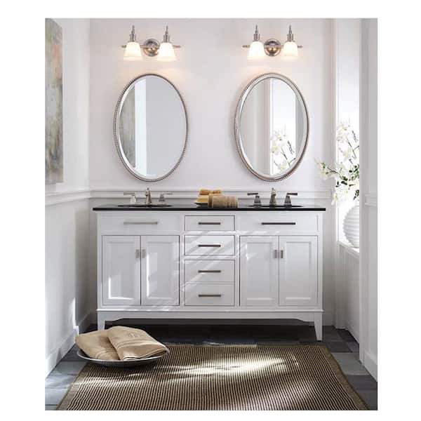 Home Decorators Collection Manor Grove 49 in. W Bath Vanity in White with Granite Vanity Top in Black with White Sink