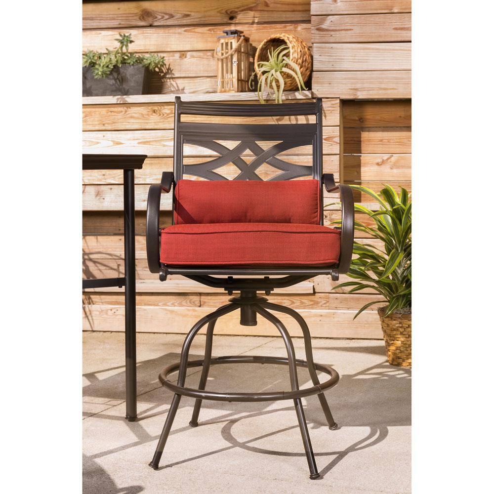 Montclair 5-Piece Steel Outdoor Dining Set with Chili Red Cushions