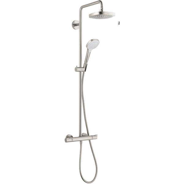 Hansgrohe Croma Select E 2-Spray46 in. Dual Showerhead and Handheld Showerhead in Brushed Nickel