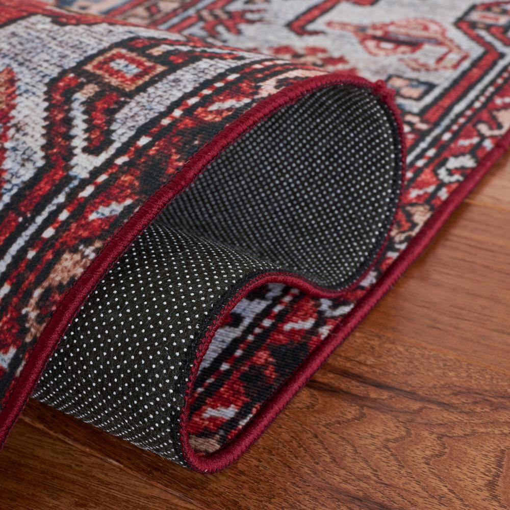 Tucson 3' x 5' Blue and Rust Machine Washable Area Rug