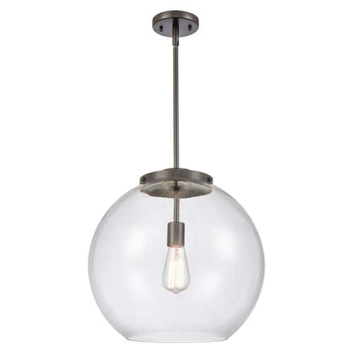 Athens 60-Watt 1-Light Oil Rubbed Bronze Shaded Mini Pendant Light with Clear Glass Innovations Pendant Lights