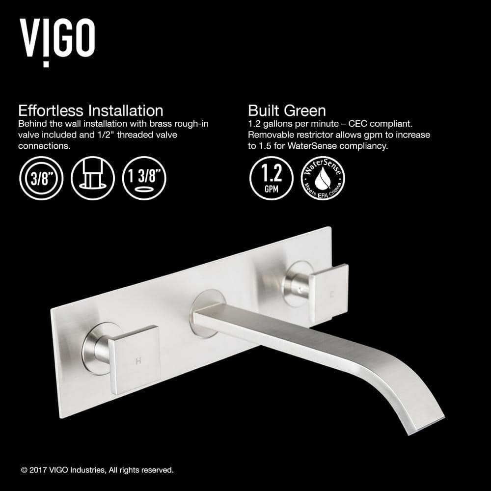Modern Centerset 8" Wall Mounted Faucet in Black and Nickel
