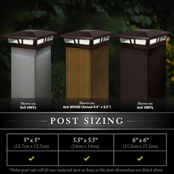 Cambridge Brown Integrated 6 in. x 6 in. Aluminum Cambridge Solar Post Cap (2-Pack)