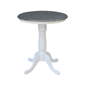 30 in. White/Heather Gray Round Top Counter Height Dining Table
