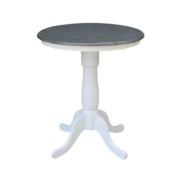 International Concepts 30 in. White/Heather Gray Round Top Counter Height Dining Table