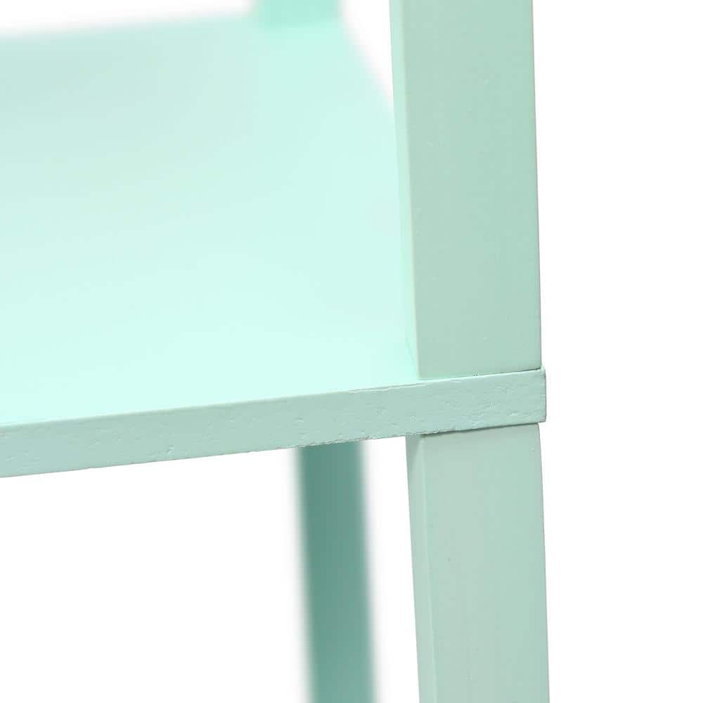 Aqua Transitional Floor Lamp with Linen Shade and Storage Shelf