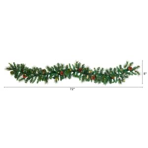 6 ft. Battery Operated Pre-lit Mixed Pine and Pinecone Artificial Garland with 35 Clear LED Lights