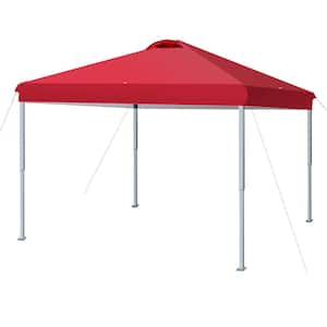 10 ft. x 10 ft. Pop Up Canopy, Outdoor Patio Canopy Tent with Wheeled Carry Bag, 4 Weight Bags, 4 Ropes and 8 Stakes