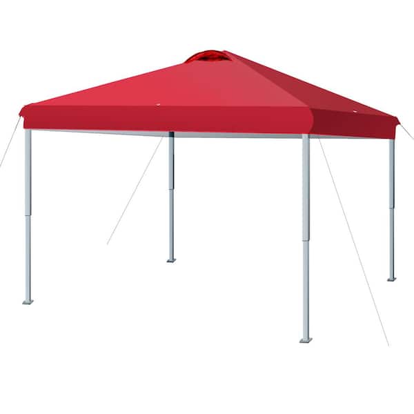 Wildaven 10 ft. x 10 ft. Pop Up Canopy, Outdoor Patio Canopy Tent with Wheeled Carry Bag, 4 Weight Bags, 4 Ropes and 8 Stakes