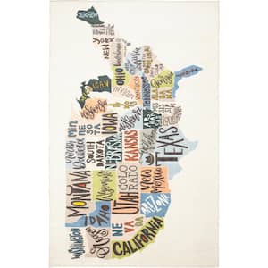 States Map Multi 5 ft. x 8 ft. Themed Area Rug