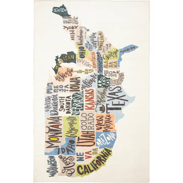 Mohawk Home States Map Multi 8 ft. x 10 ft. Themed Area Rug