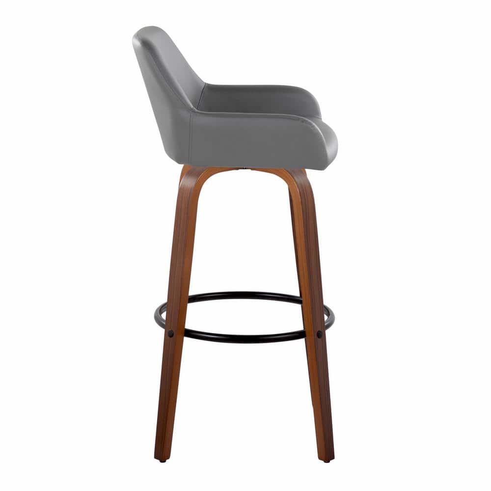 Daniella 30" Dark Gray Walnut Wood Swivel Barstool Set