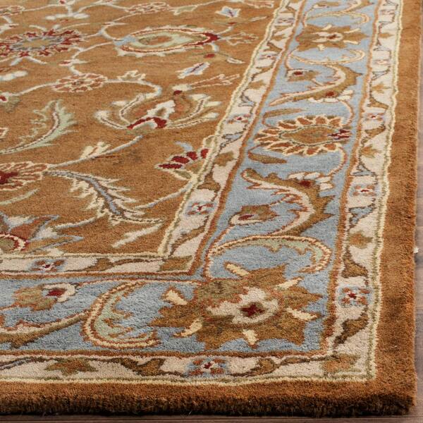 SAFAVIEH Heritage Collection X-Large Area Rug - 12' x 18', Blue & Brown,  Handmade Traditional Oriental Wool, Ideal for High Traffic Areas in Living